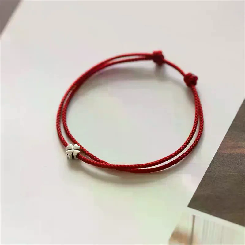 Red Clover Flower - Mini Fashion Four-leaf Clover Red Thread