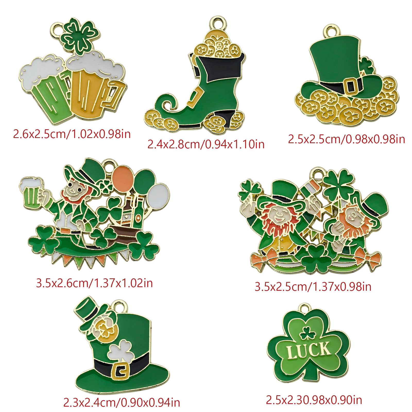 10/14pcs Enamel Green Lucky Cl - огляд і ціна Red Clover Flower