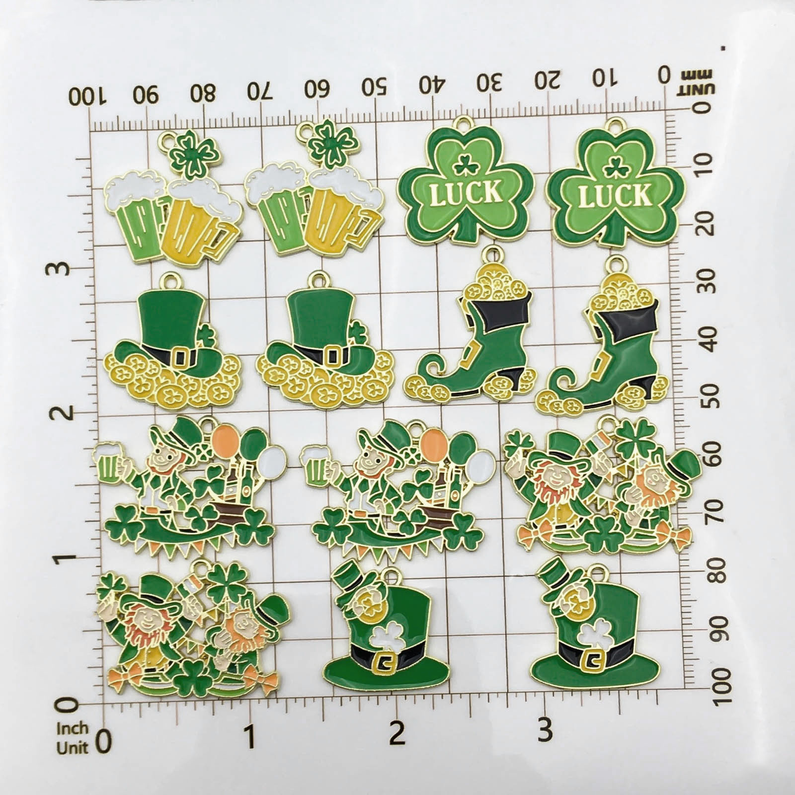 10/14pcs Enamel Green Lucky Cl - огляд і ціна Red Clover Flower