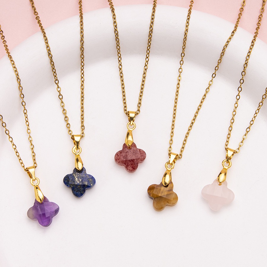 1pc Natural Stone Faceted Four - огляд і ціна Red Clover Flower