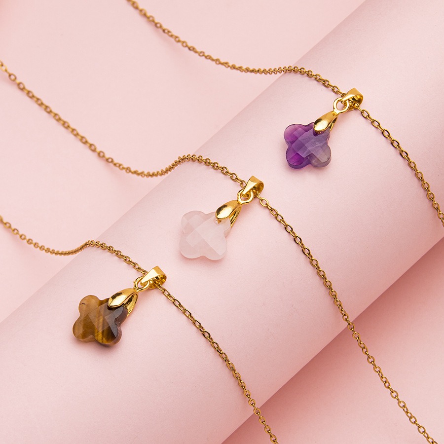 1pc Natural Stone Faceted Four - огляд і ціна Red Clover Flower