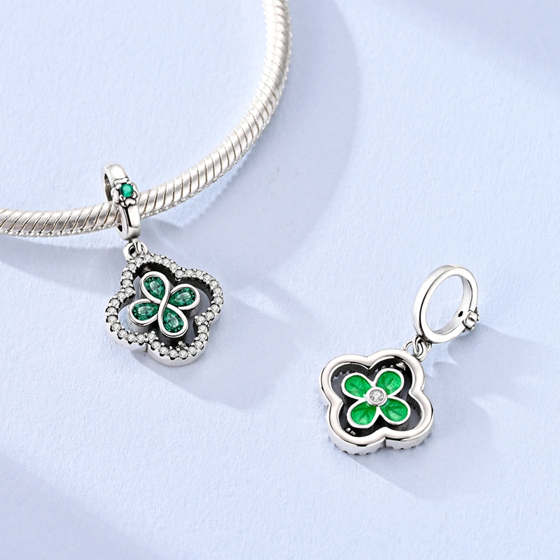 New 925 Sterling Silver Green  - огляд і ціна Red Clover Flower