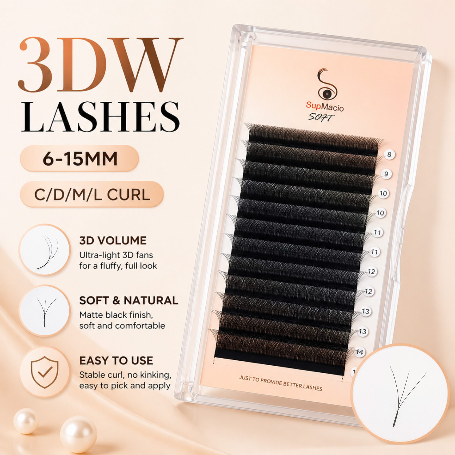 3d W Eyelashes Lash Extension  - огляд і ціна Red Clover Flower